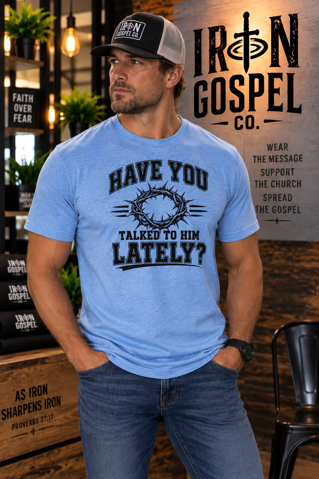 Have You Talked to Him Lately? — Men’s Cotton Blend Tee