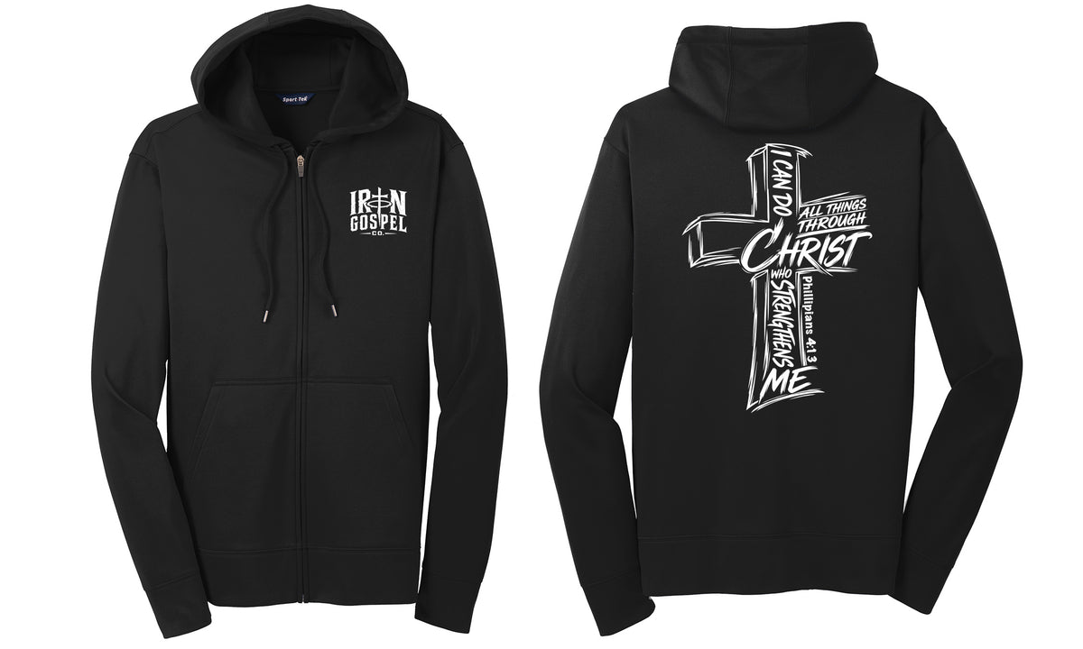 I Can Do All Things Through Christ Christian Performance Zip-Up Hoodie