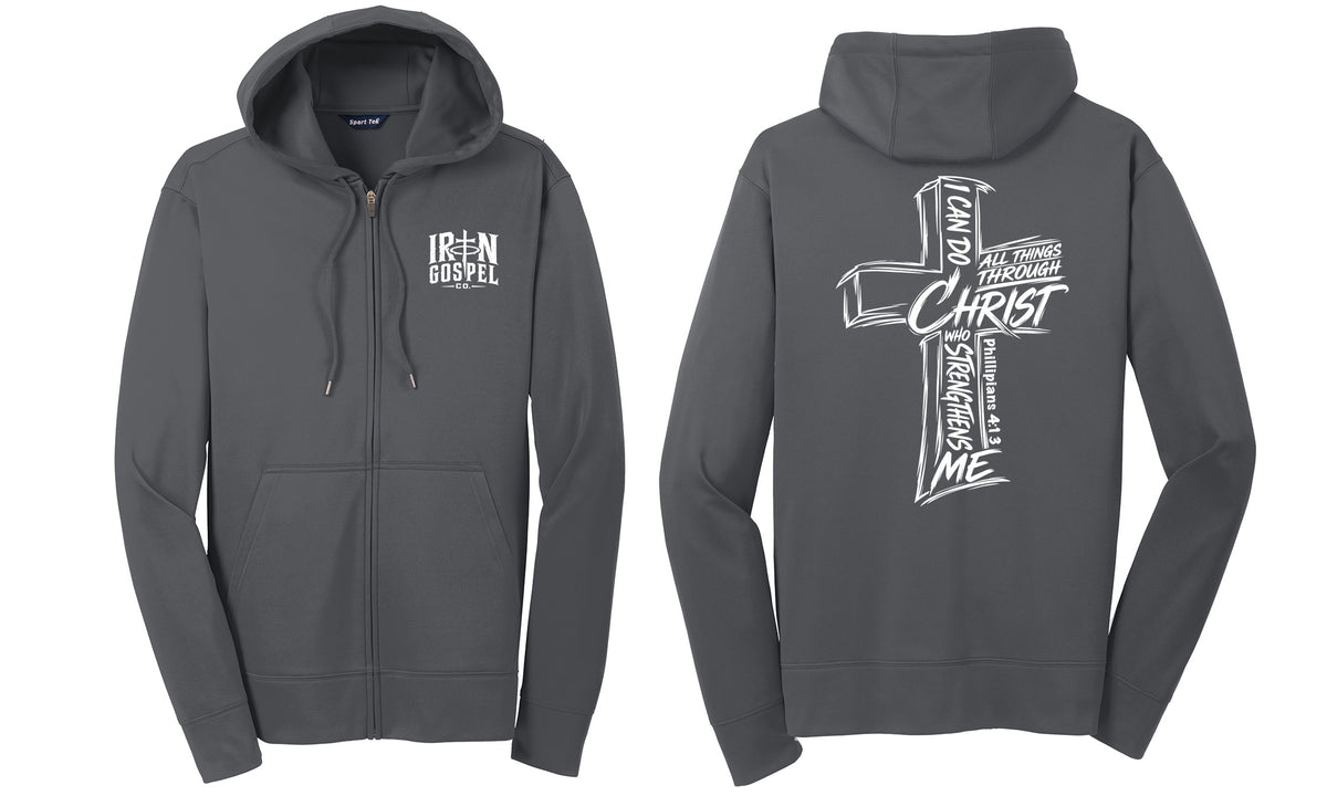 I Can Do All Things Through Christ Christian Performance Zip-Up Hoodie
