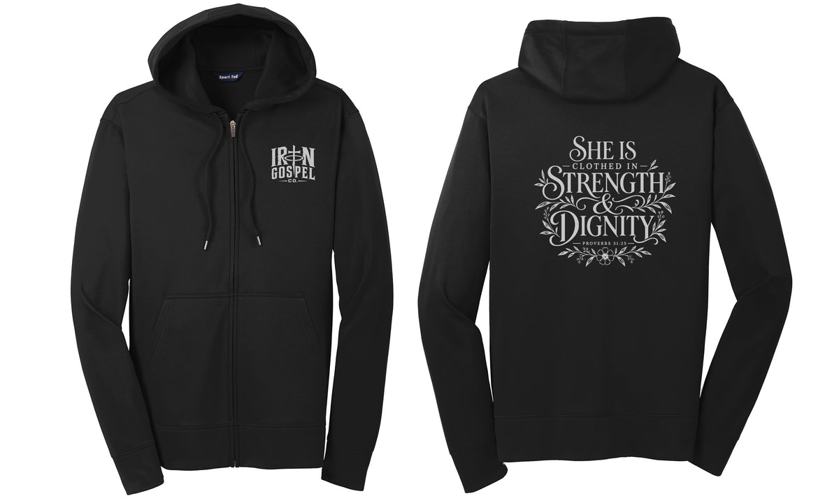 She Is Clothed — Unisex Lightweight Performance Full-Zip Hoodie