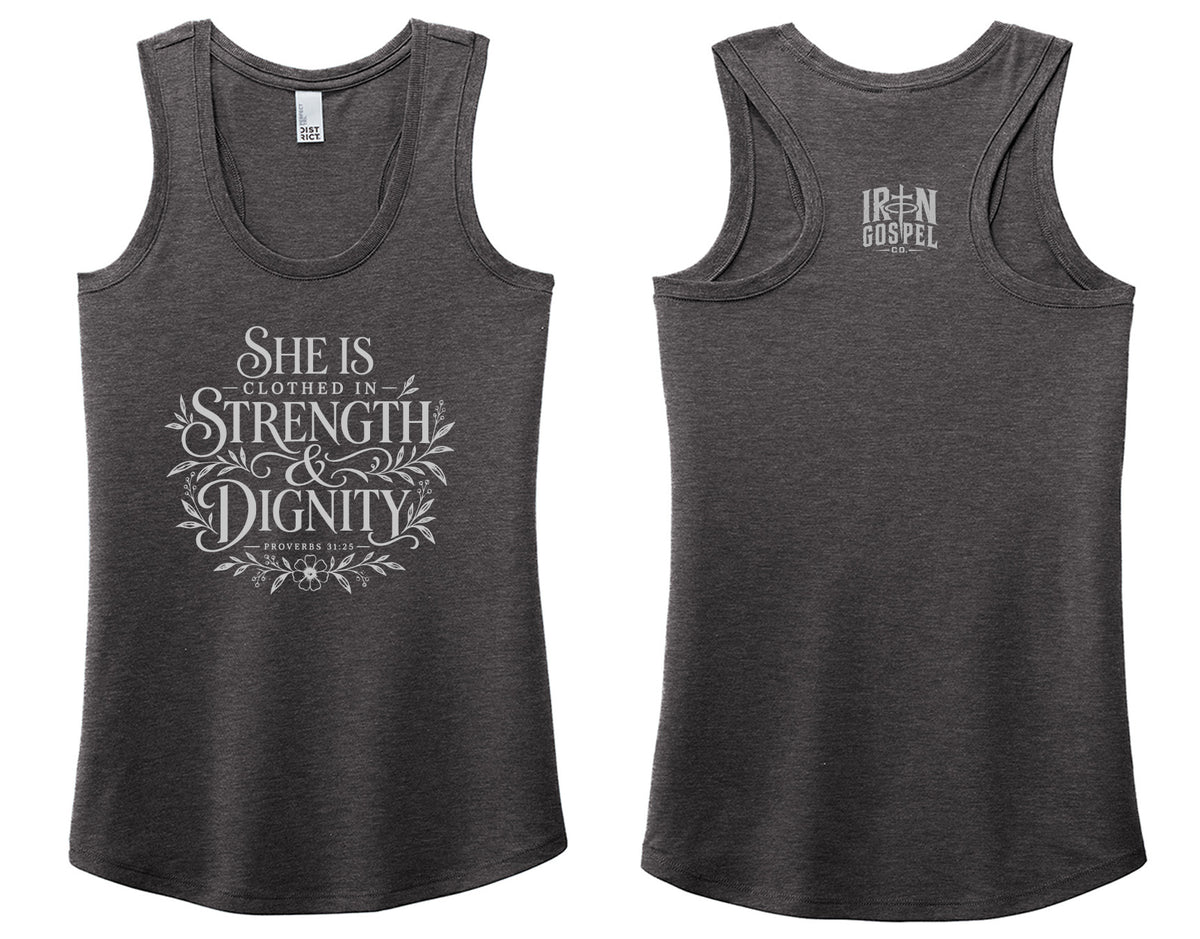 She Is Clothed – Women’s Tri-Blend Racerback Tank