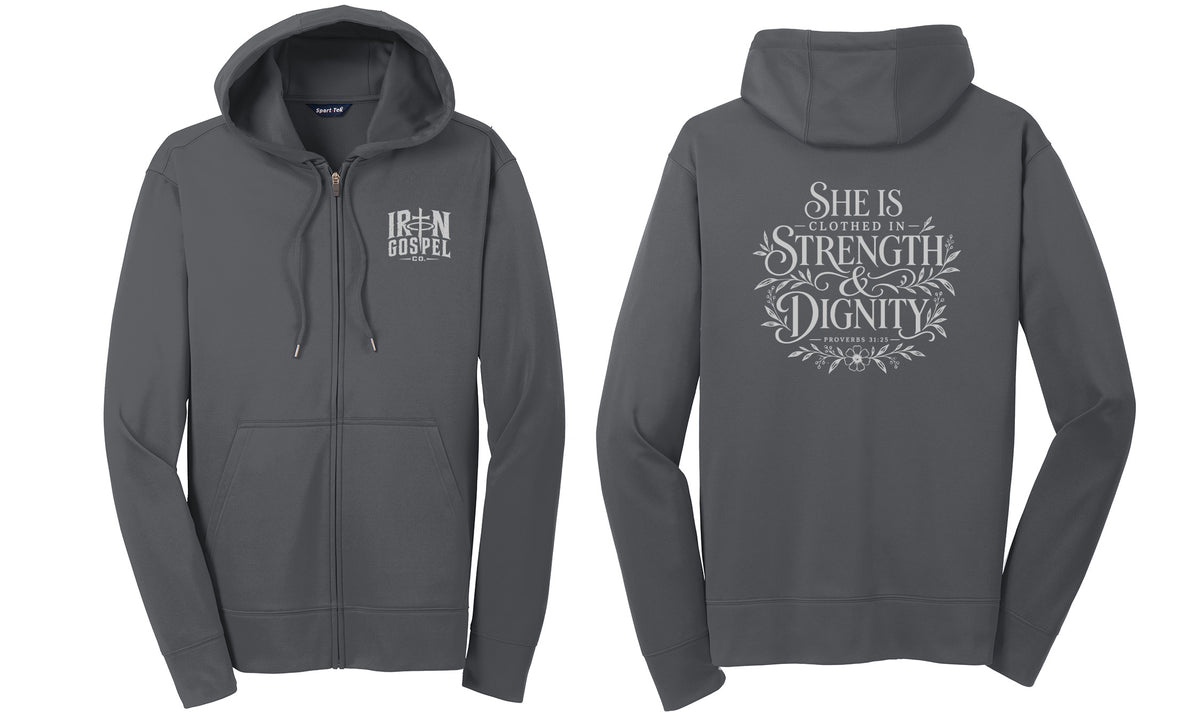 She Is Clothed — Unisex Lightweight Performance Full-Zip Hoodie